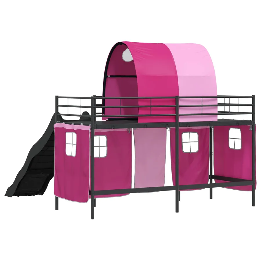 Lit mezzanine pour enfants Noir et rose 75 x 190 cm Métал - 10