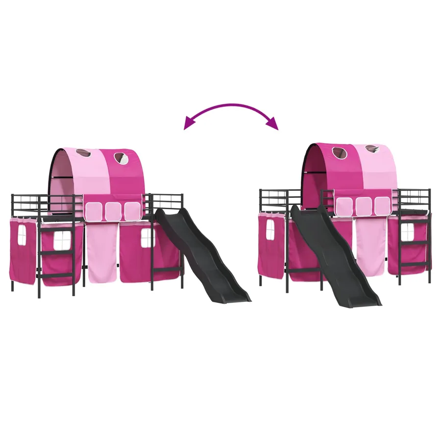 Lit mezzanine pour enfants Noir et rose 75 x 190 cm Métал - 14