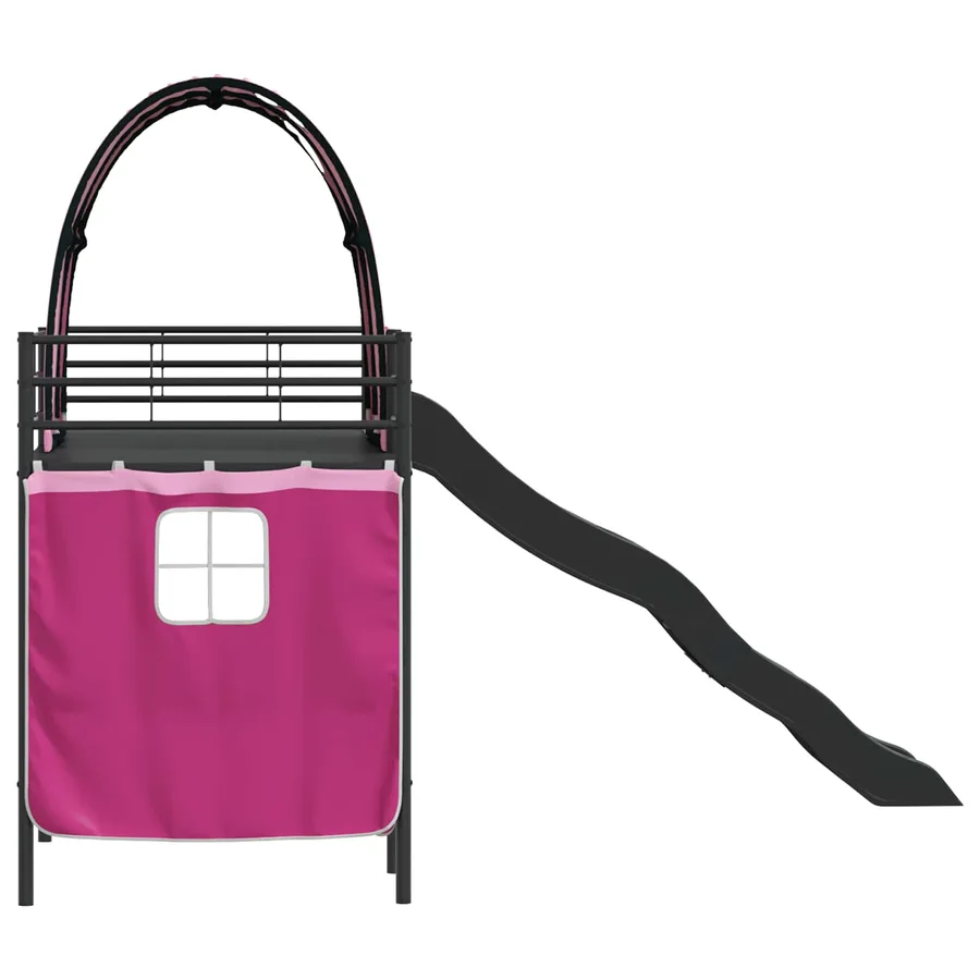 Lit mezzanine pour enfants Noir et rose 75 x 190 cm Métал - 9
