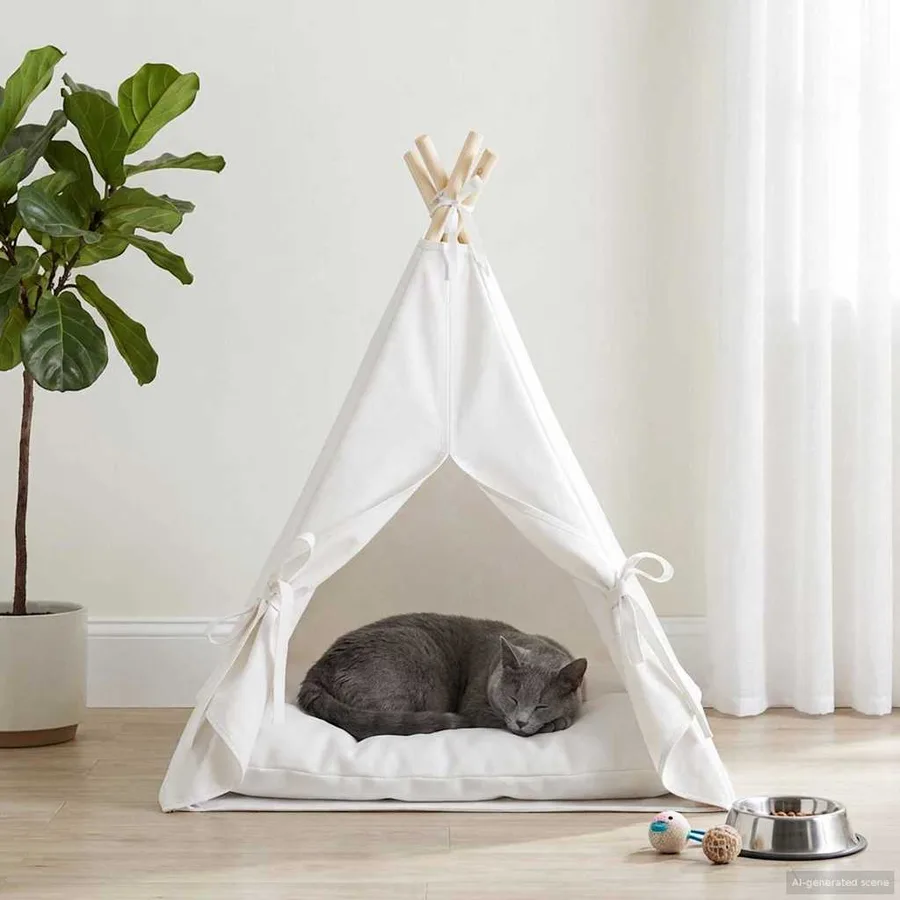 Teepee pour animaux de compagnie avec coussin 60 x 60 x 70 cm - 3