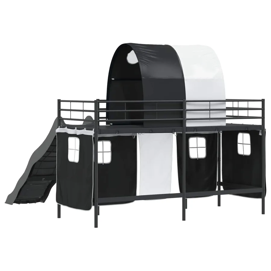 Lit mezzanine pour enfants Uni Noir 75 x 190 cm Métал - 8