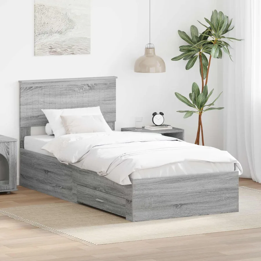 Cadre de lit Sonoma gris 90 x 200 cm Bois d'ingénierie