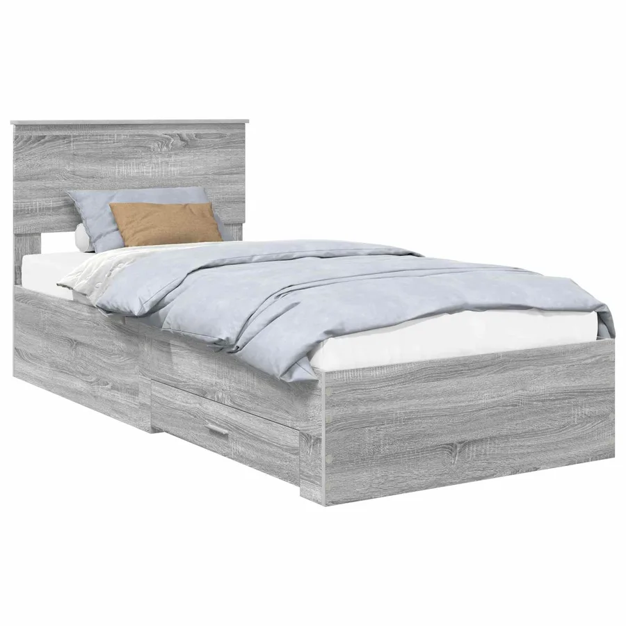 Cadre de lit Sonoma gris 90 x 200 cm Bois d'ingénierie - 2