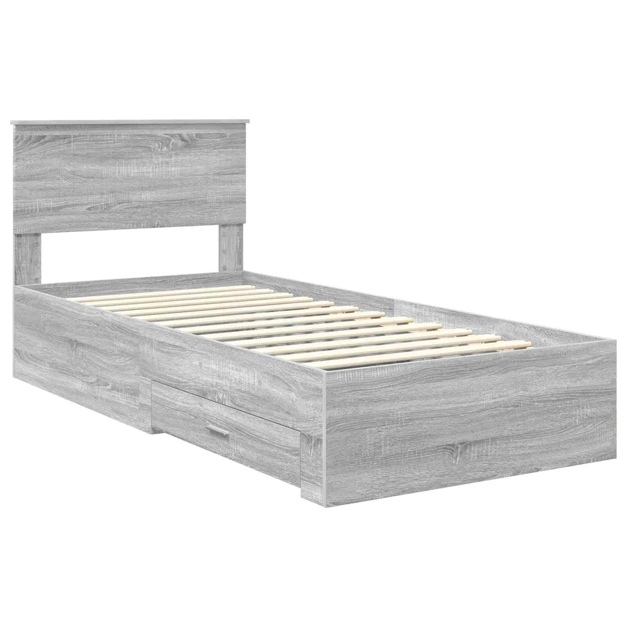 Cadre de lit Sonoma gris 90 x 200 cm Bois d'ingénierie - 4