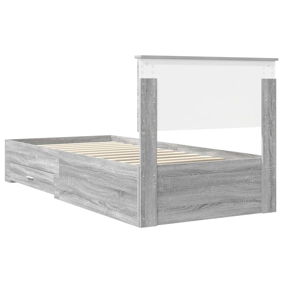 Cadre de lit Sonoma gris 90 x 200 cm Bois d'ingénierie - 9