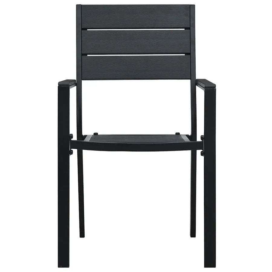 Chaises de jardin lot de 4 Noir PEHD Aspect de bois - 3