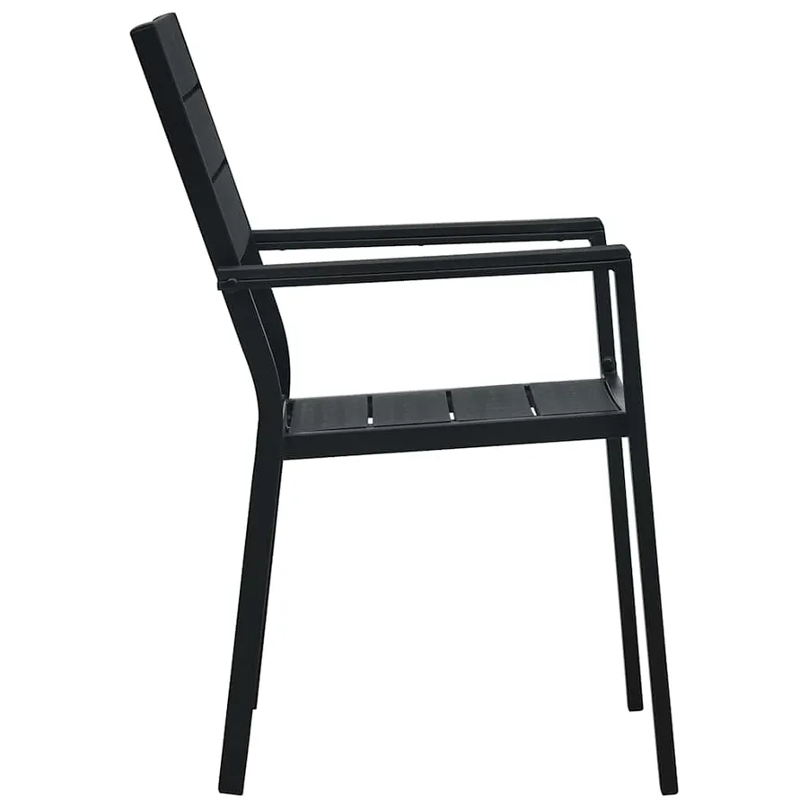 Chaises de jardin lot de 4 Noir PEHD Aspect de bois - 4