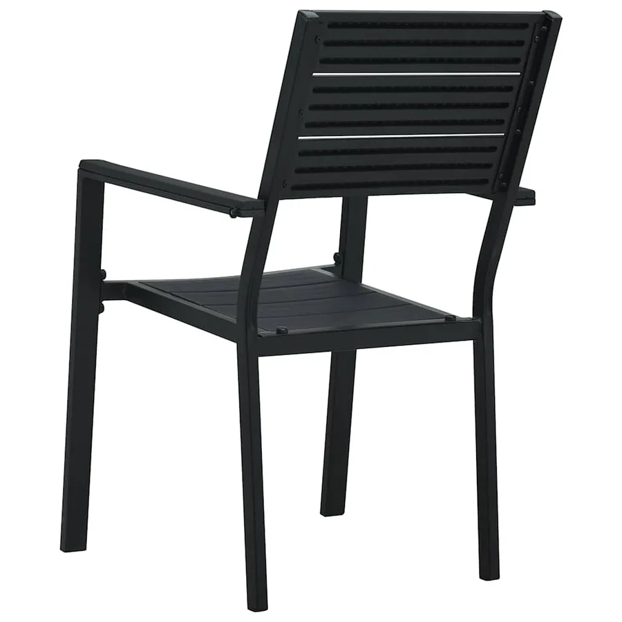 Chaises de jardin lot de 4 Noir PEHD Aspect de bois - 5