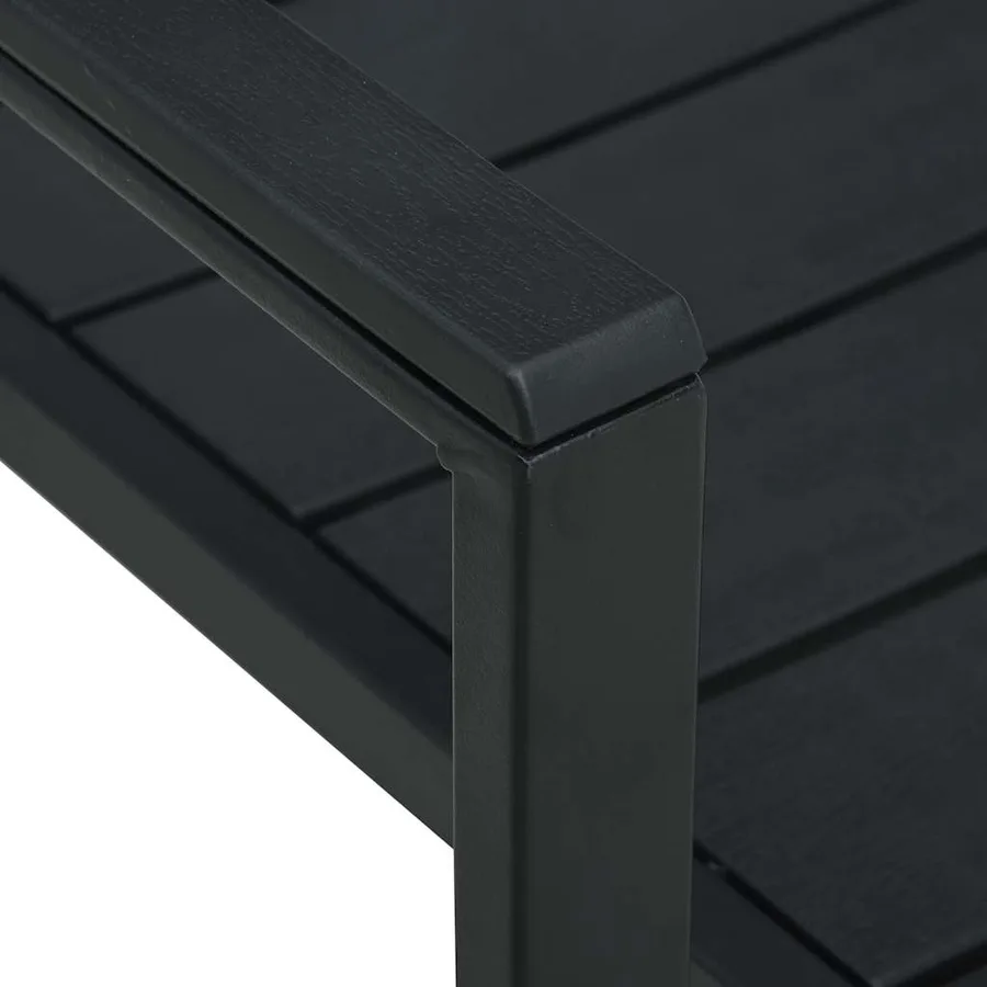 Chaises de jardin lot de 4 Noir PEHD Aspect de bois - 7