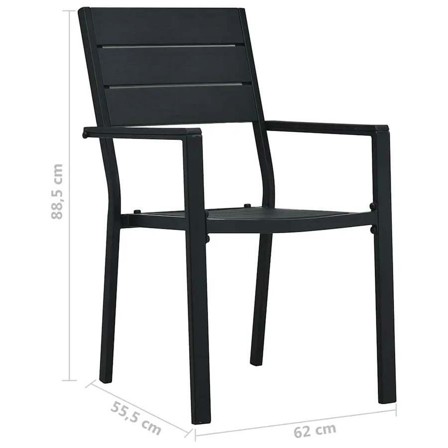Chaises de jardin lot de 4 Noir PEHD Aspect de bois - 9