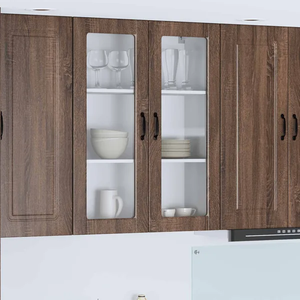 Cabinet en verre mural PORTO Chêne brun 80 x 31 x 100 cm