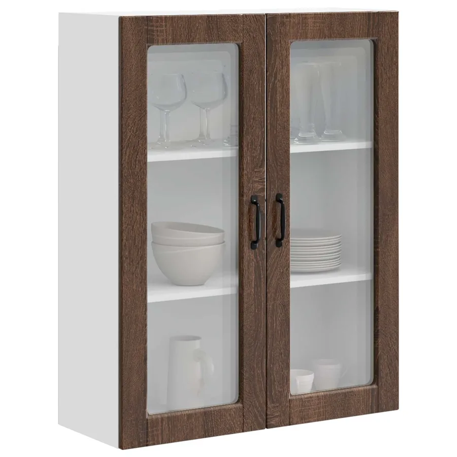 Cabinet en verre mural PORTO Chêne brun 80 x 31 x 100 cm - 3