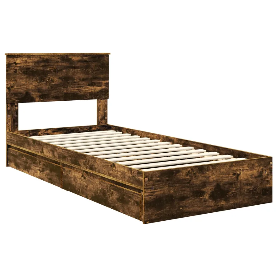 Lit de Rangement Chêne fumé 90 x 200 cm Bois d'ingénierie - 4