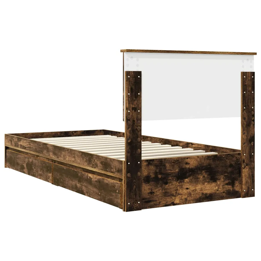 Lit de Rangement Chêne fumé 90 x 200 cm Bois d'ingénierie - 8