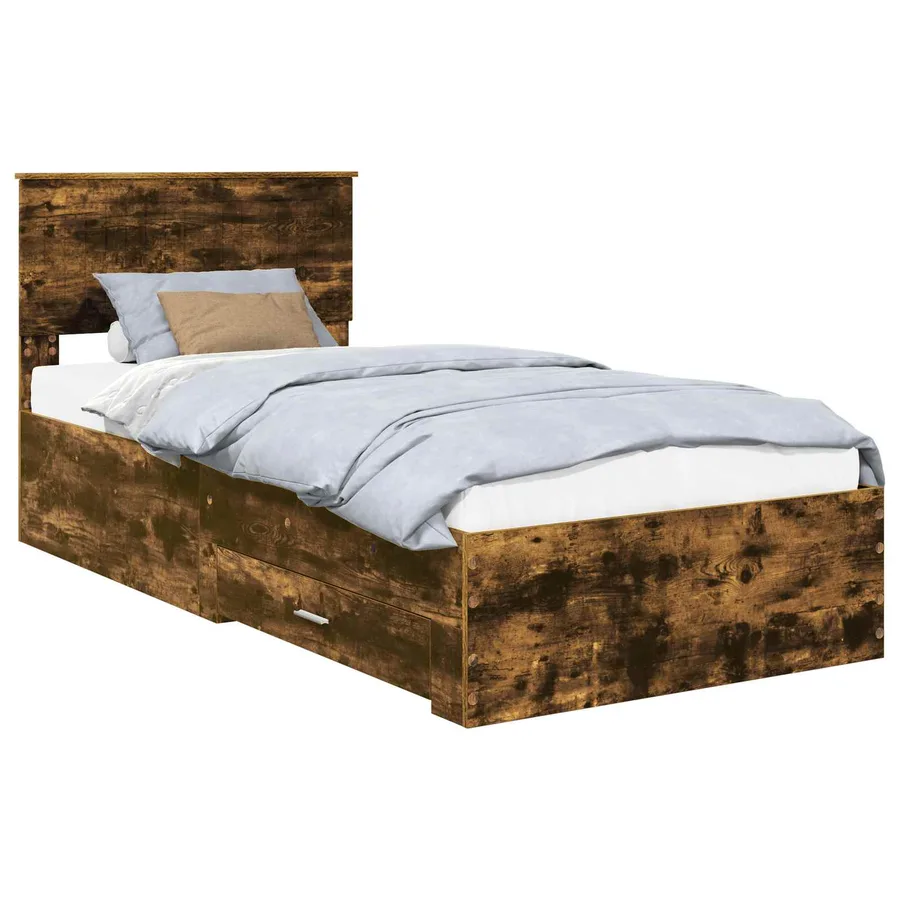 Cadre de lit Chêne fumé 90 x 190 cm Bois d'ingénierie - 2