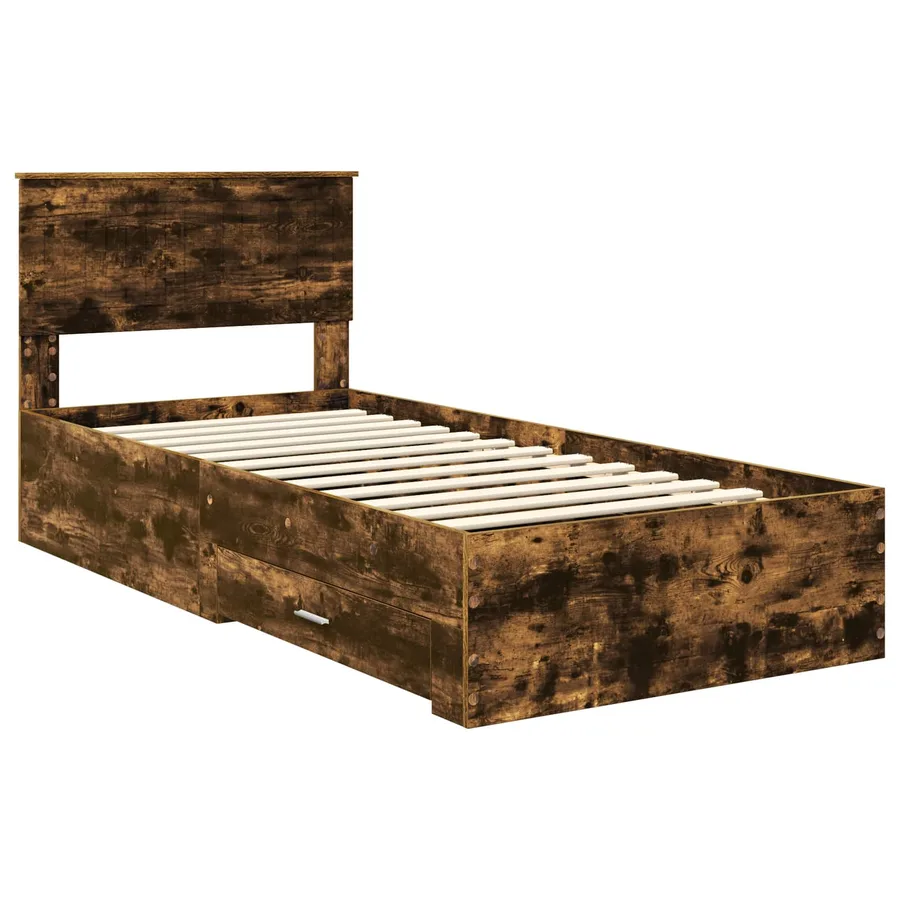 Cadre de lit Chêne fumé 90 x 190 cm Bois d'ingénierie - 4