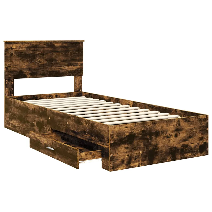 Cadre de lit Chêne fumé 90 x 190 cm Bois d'ingénierie - 5