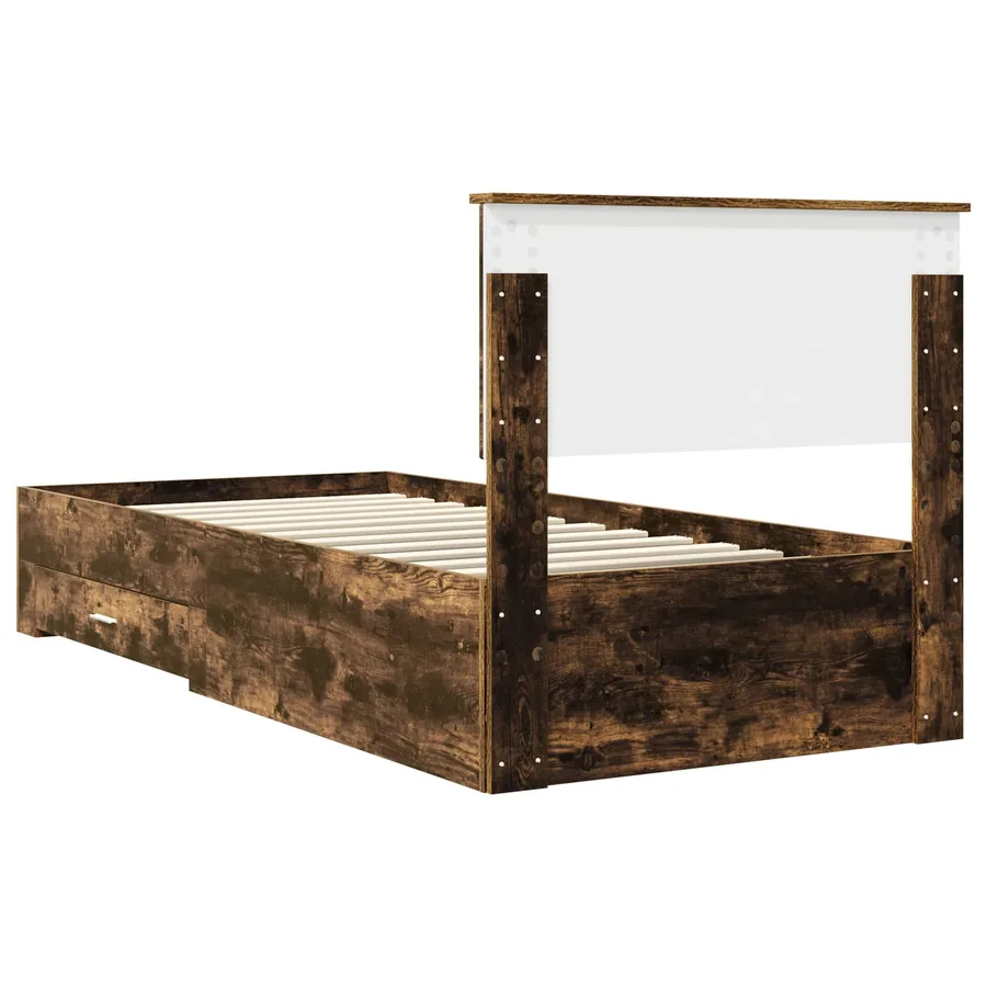 Cadre de lit Chêne fumé 90 x 190 cm Bois d'ingénierie - 9