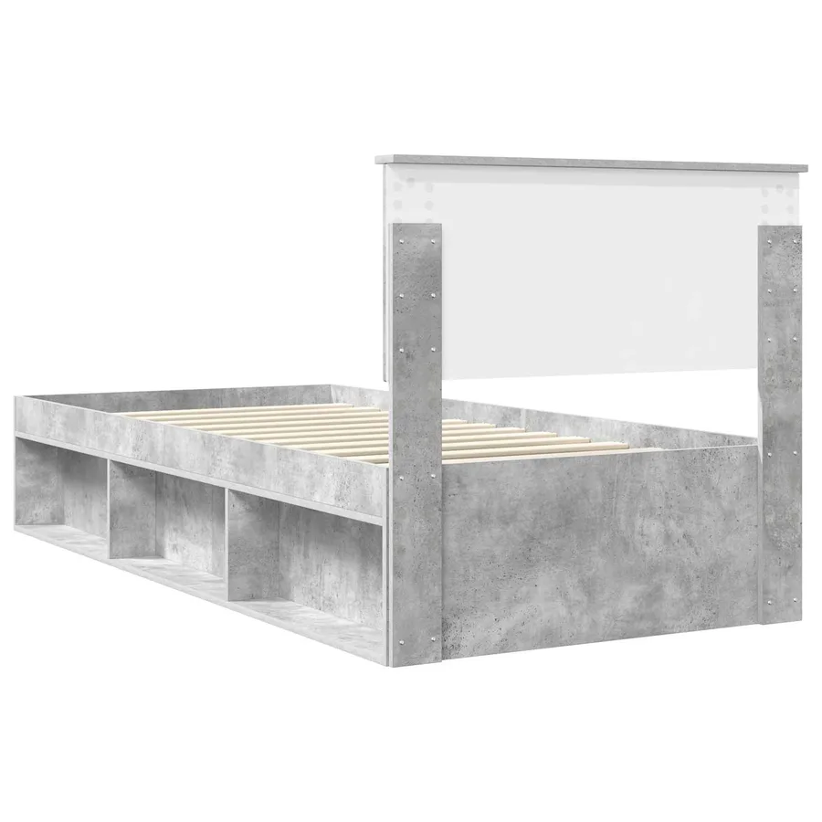 Cadre de lit avec tête de lit Béton 90 x 200 cm Pin massif - 9