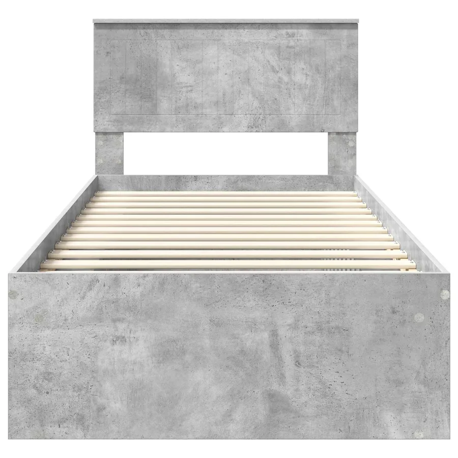 Cadre de lit avec tête de lit Gris Béton 90 x 190 cm Pin massif - 7