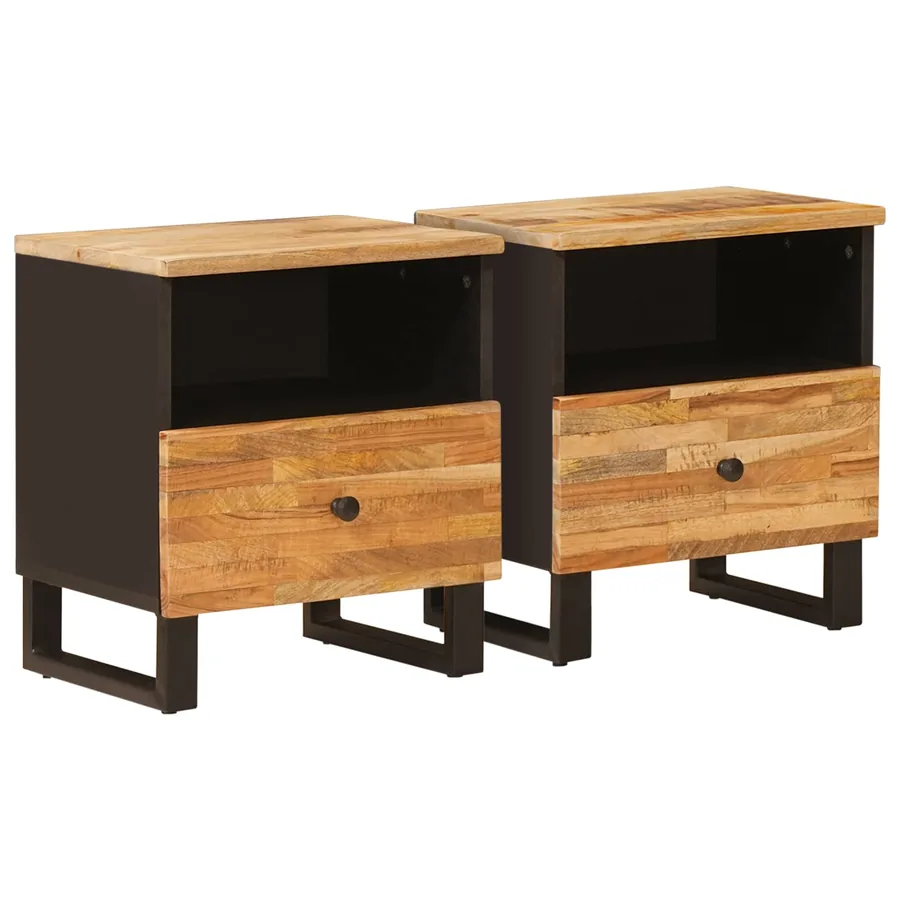 Armoire de lit avec tiroir 2 pcs Marron 40 x 33 x 46 cm