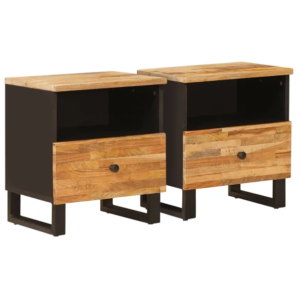 Armoire de lit avec tiroir 2 pcs Marron 40 x 33 x 46 cm