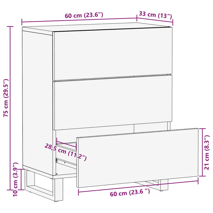 Buffet de Rangement Marron 60 x 33 x 75 cm - 11