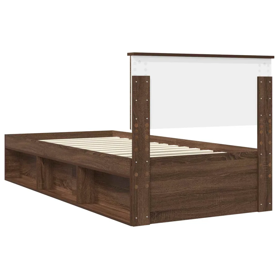 Cadre de lit avec tête de lit Chêne brun 90 x 190 cm Pin massif - 9