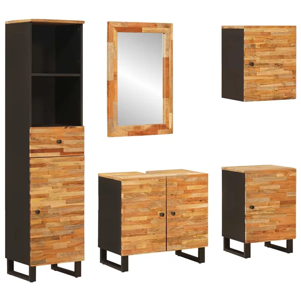 Ensembles de salle de bain 5 pcs Naturel Bois de mangue massif