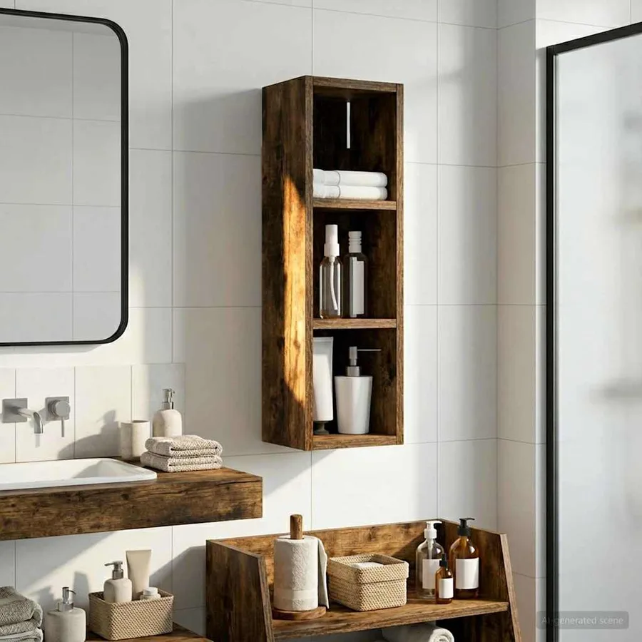 Armoire murale de salle de bain Chêne Fumé 20 x 16 x 62,5 cm - 4