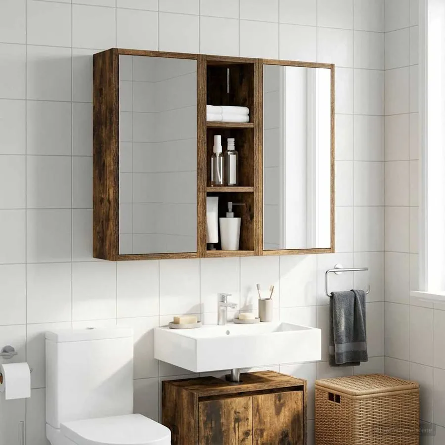 Armoire murale de salle de bain Chêne Fumé 20 x 16 x 62,5 cm - 5