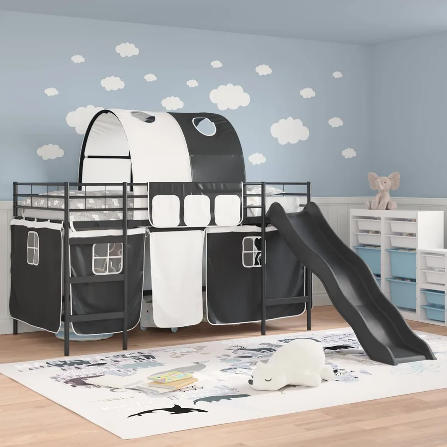 Lit mezzanine pour enfants Noir 100 x 200 cm Métал - 3