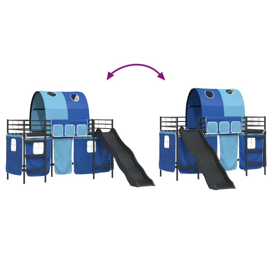 Lit mezzanine pour enfants Noir et Bleu 75 x 190 cm Métал - 14