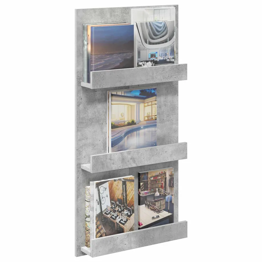 Étagère à magazines avec étagère Gris béton 51 x 11 x 102 cm - 3
