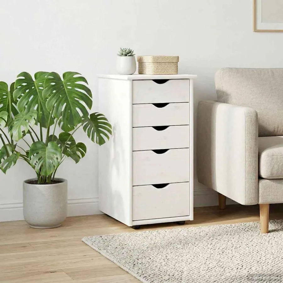 Armoire Blanc 34 x 39 x 61,5 cm Bois de Pin Massif
