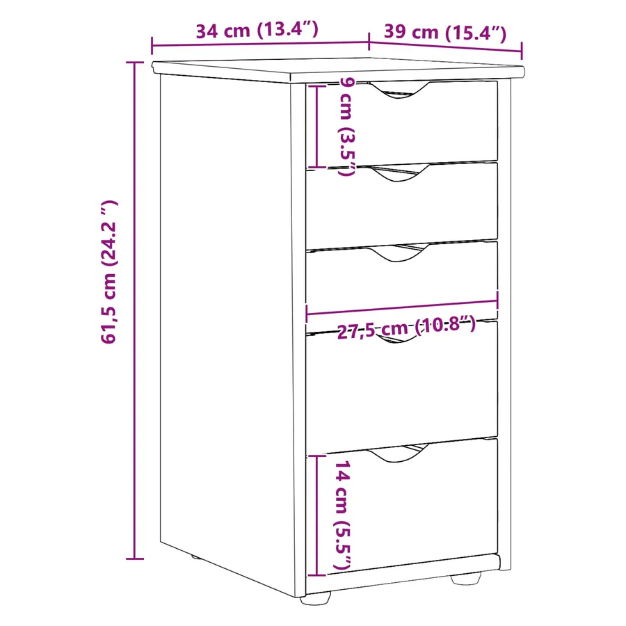 Armoire Blanc 34 x 39 x 61,5 cm Bois de Pin Massif - 10