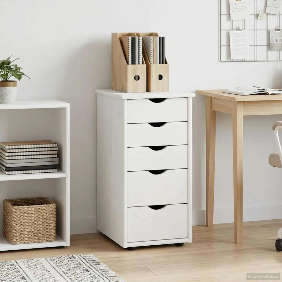 Armoire Blanc 34 x 39 x 61,5 cm Bois de Pin Massif - 3