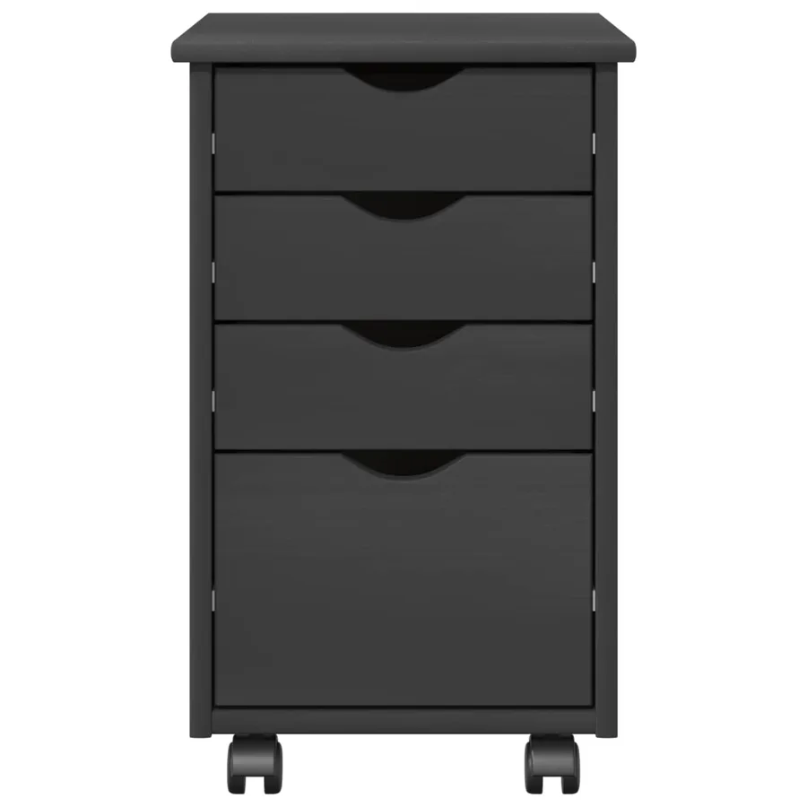 Cabinet roulant avec roue Gris 34 x 39 x 56 cm Pin massif - 5