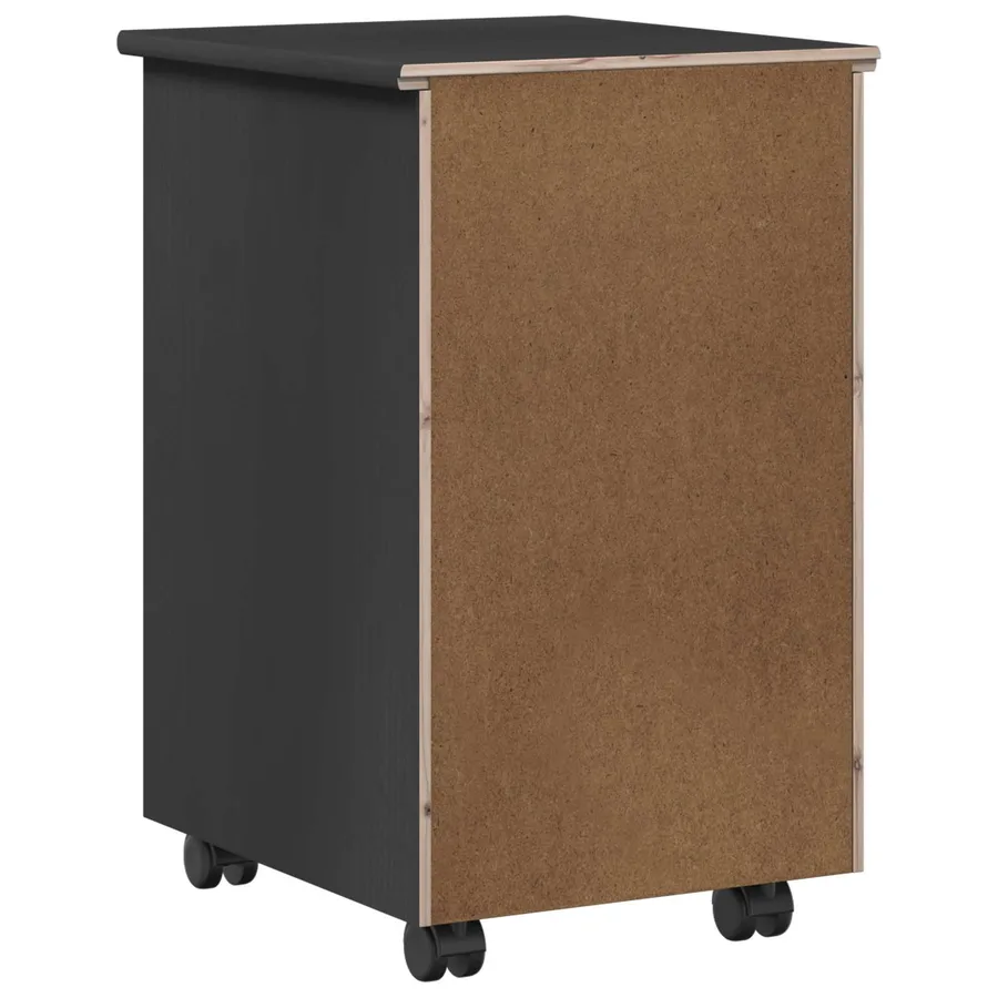 Cabinet roulant avec roue Gris 34 x 39 x 56 cm Pin massif - 7