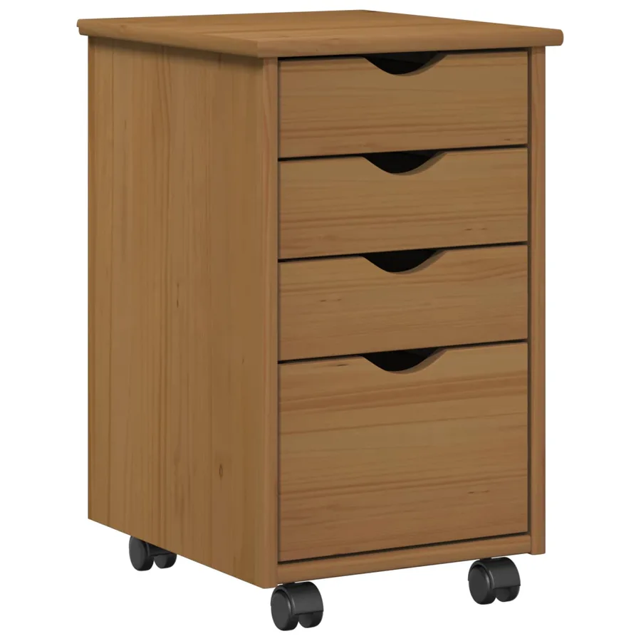 Cabinet roulant MOSS Brun Miel 34 x 39 x 56 cm Pin massif - 2