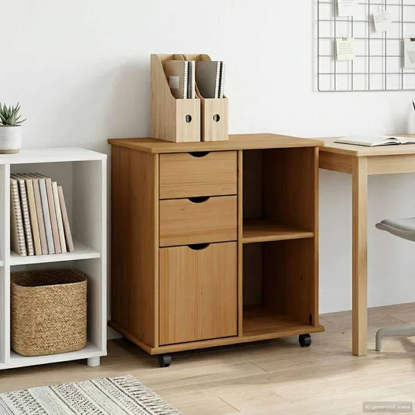 Cabinet roulant avec roue Marron miel 63,5 x 39 x 65,5 cm