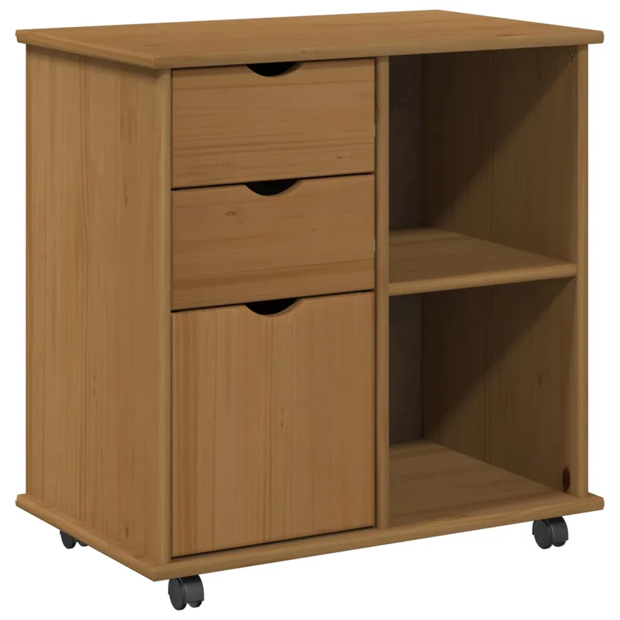 Cabinet roulant avec roue Marron miel 63,5 x 39 x 65,5 cm - 2