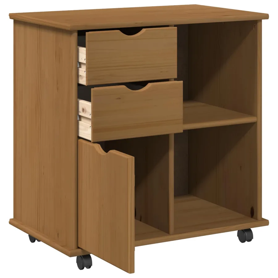 Cabinet roulant avec roue Marron miel 63,5 x 39 x 65,5 cm - 4