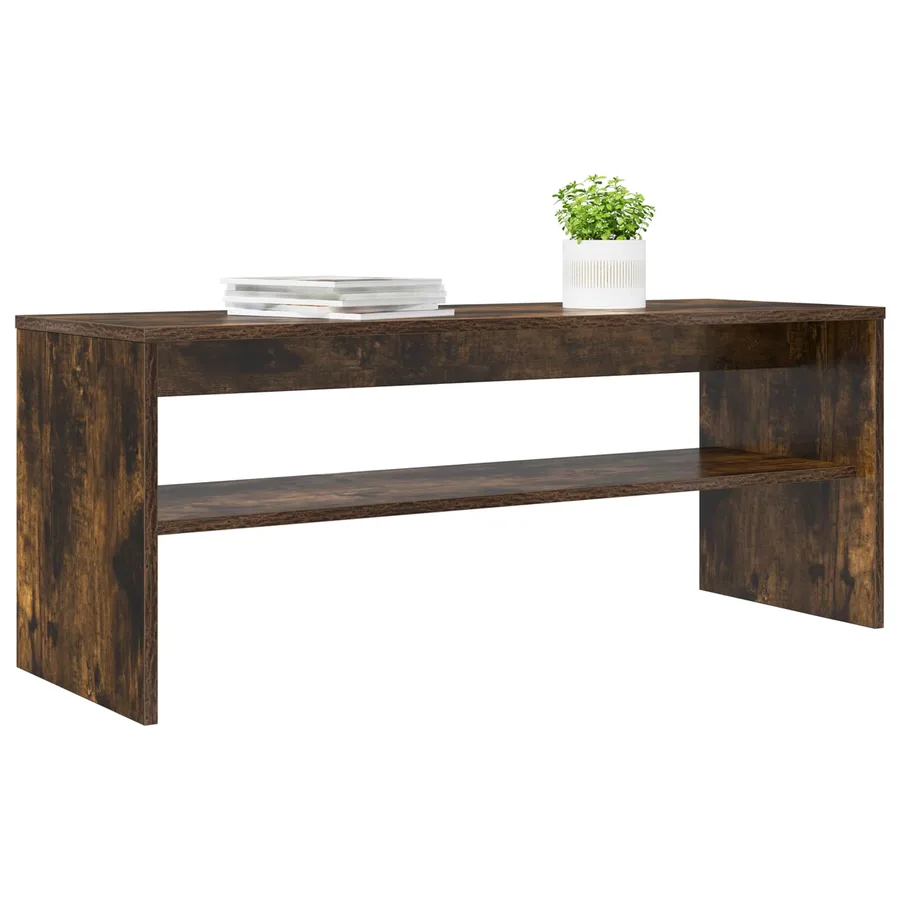 Meuble TV Chêne fumé 100 x 35 x 40 cm Bois d'ingénierie - 3