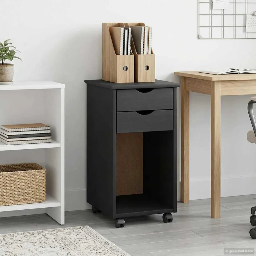 Cabinet roulant Gris 34 x 39 x 65,5 cm Pin massif