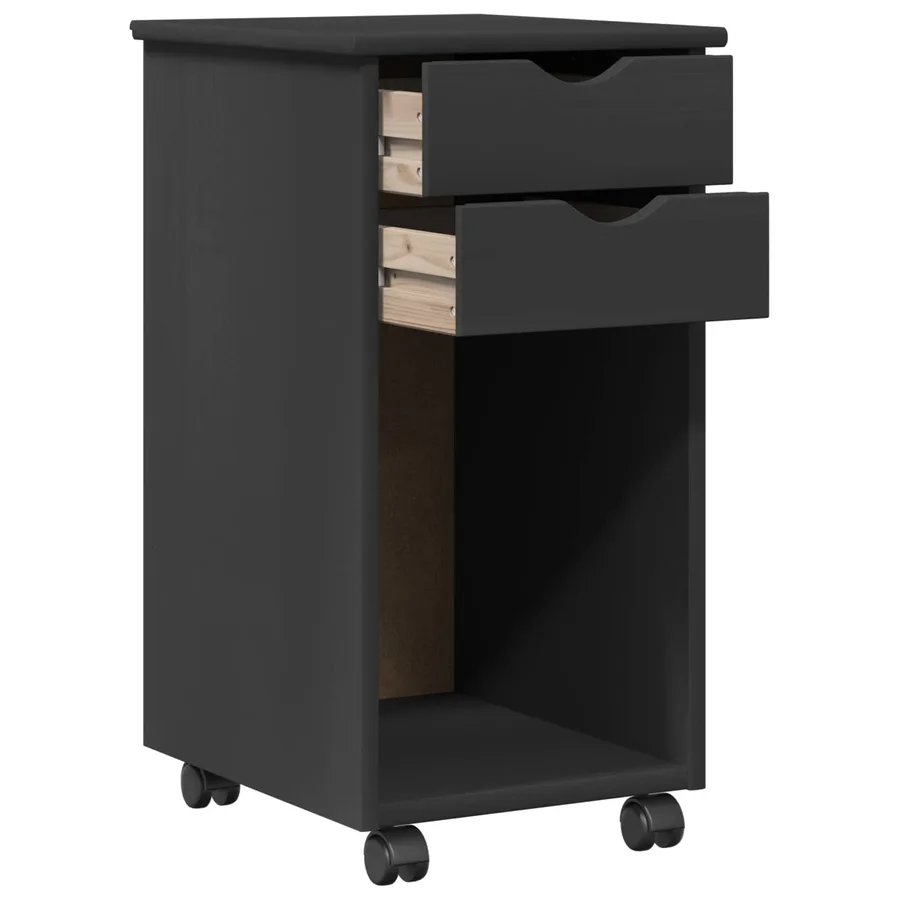 Cabinet roulant Gris 34 x 39 x 65,5 cm Pin massif - 4