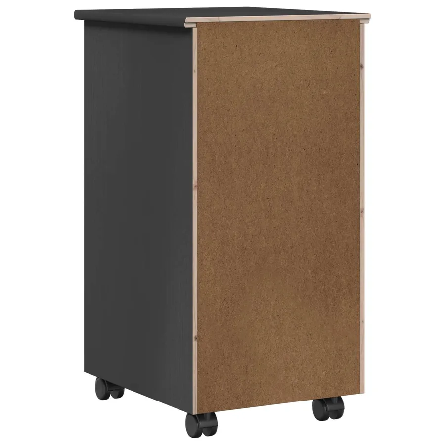 Cabinet roulant Gris 34 x 39 x 65,5 cm Pin massif - 7