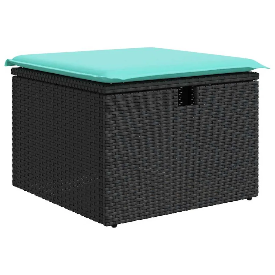 Salon de jardin 6 pcs avec coussins noir résine tressée - 5