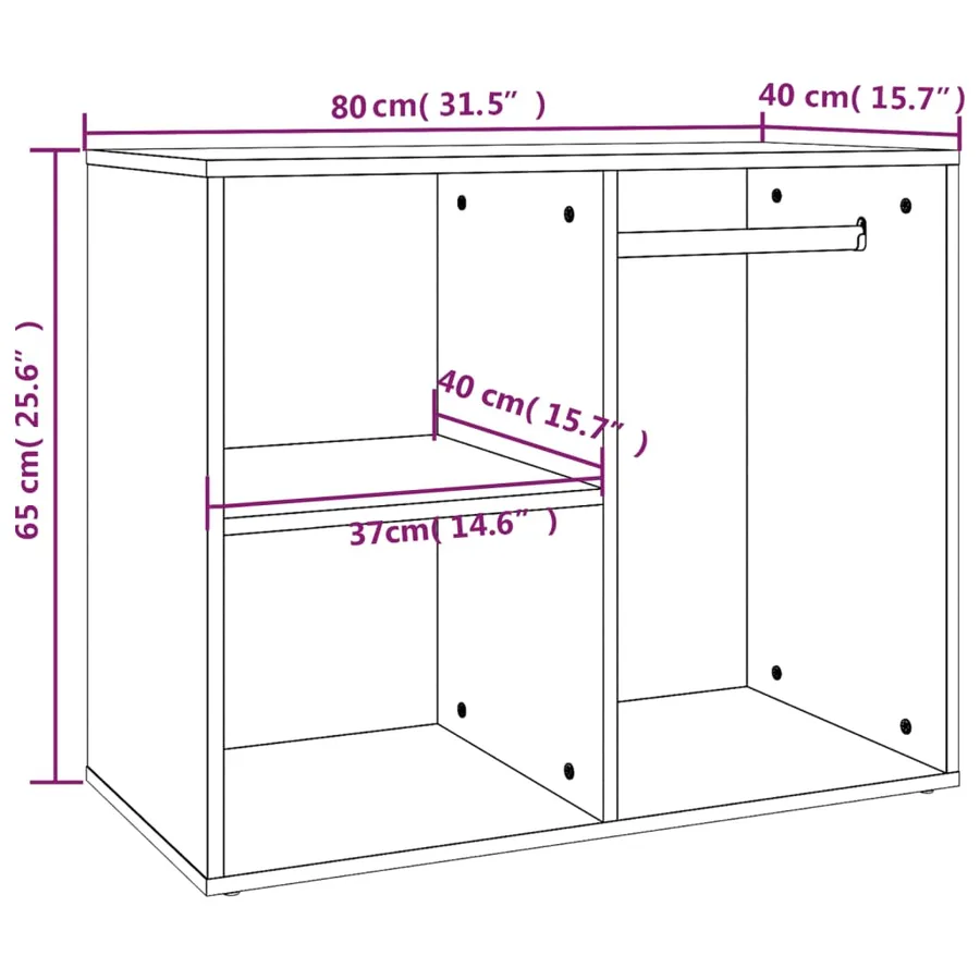 Armoire de dressing Blanc 80x40x65 cm Bois d'ingénierie - 2