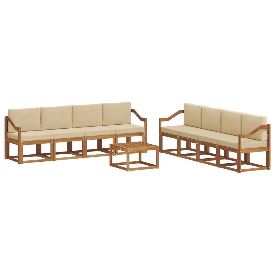 Ensemble de canapés d'extérieur 9 pcs Naturel et Beige - 2